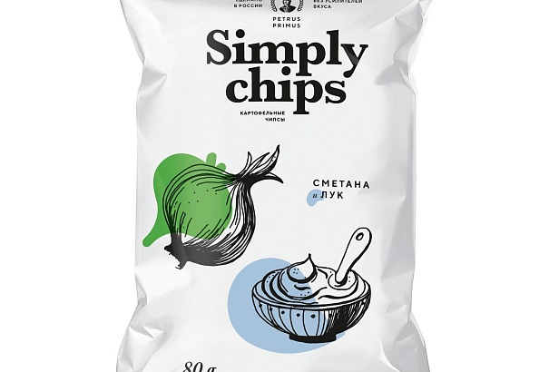 Крафтовые чипсы Simply chips сметана лук 80 гр    
